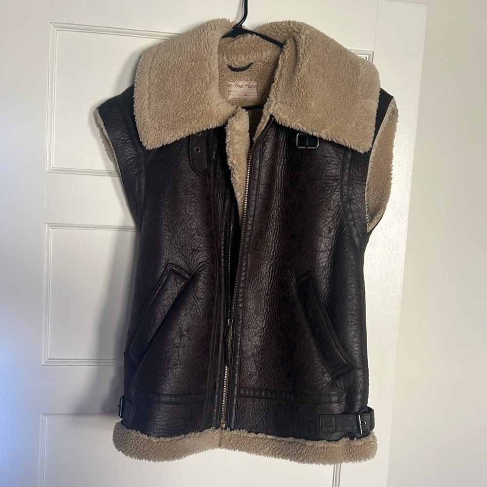 Free people faux leather vest XS